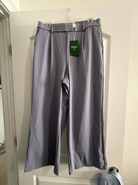 Halara grey pleated wide-leg pants, L petite, new with tags